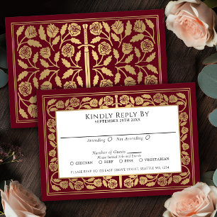 Épée dorée médiévale rouge RSVP mariage royal