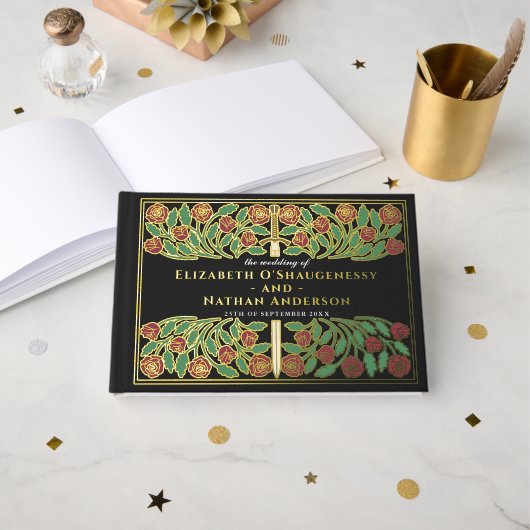 Épée florale médiévale royale de fantasy noire pou (Recto ouvert)
