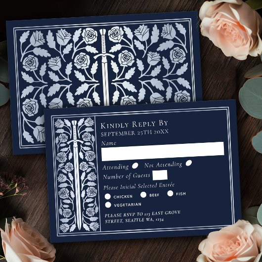 Épée Médiévale Bleu Argent RSVP de Mariage