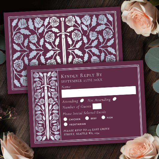 Épée Médiévale Mauve Argentée Réponse Mariage