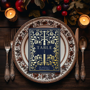 Épée Médiévale Royale Bleue Carte de Table de Mari