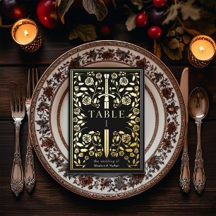 Épée Médiévale Royale Noire Carte de Table de Mari