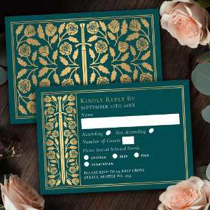 Épée Médiévale Sarcelle Or RSVP Mariage