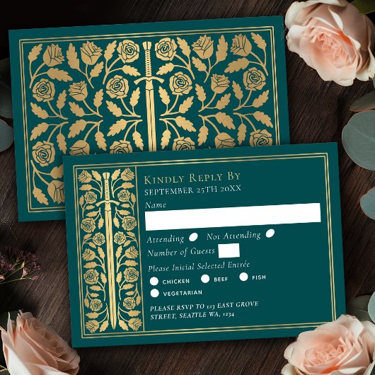 Épée Médiévale Sarcelle Or RSVP Mariage