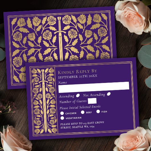 Épée Médiévale Violet Or Réponse Mariage
