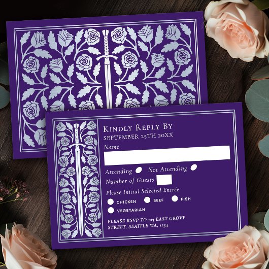Épée médiévale violette argentée RSVP de mariage