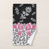 Épercées florales Léopard-Argent Glam Rose Bow-Gre (Serviette à main)