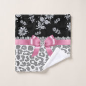 Épercées florales Léopard-Argent Glam Rose Bow-Gre (Gant de toilette)