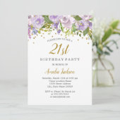 Éperche Floral Purple 21e anniversaire Invitation (Debout devant)