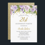 Éperche Floral Purple 21e anniversaire Invitation<br><div class="desc">Invitations d'anniversaire florales plus élégantes dans le Little Bayleigh Store!</div>
