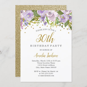 Éperche Floral Purple 30e anniversaire Invitation