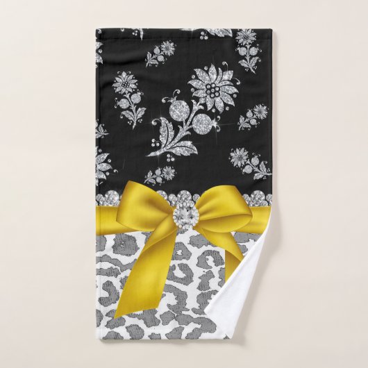 Éperche florale Léopard Argent Léopard Jaune De Gl (Serviette à main)