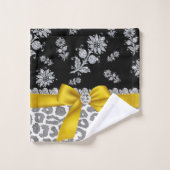 Éperche florale Léopard Argent Léopard Jaune De Gl (Gant de toilette)