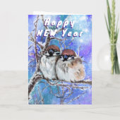 Éperons Couple En Hiver Carte Nouvel An (Dos)