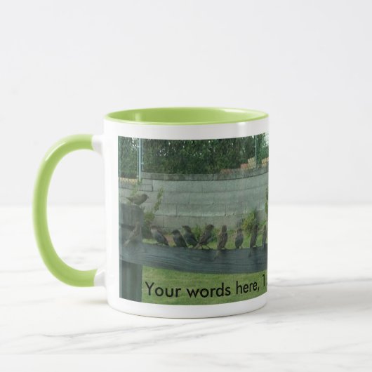 Éperons Oiseaux sur un rail Vos mots Mugs (Gauche)