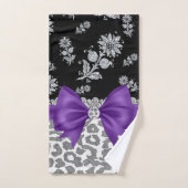 Épersion florale Glam Purple Bow-Grey Léopard-Arge (Serviette à main)