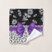 Épersion florale Glam Purple Bow-Grey Léopard-Arge (Gant de toilette)