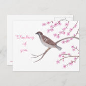 Épervier dans l'arbre de fleurs de cerisier Cartes (Devant / Derrière)