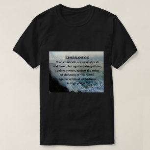 EPH 6:12 Flesh & Bible Quote Water Scenery  T-shirt
