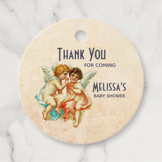  Ephemera Angel Cherubs-Baby shower Bedankjes Labels (Voorkant)