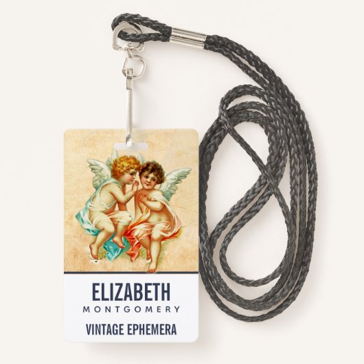  Ephemera Angel Cherubs Illustratie Badge (Voorkant met draagriem)