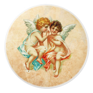  Ephemera Angel Cherubs Illustratie Keramische Knop