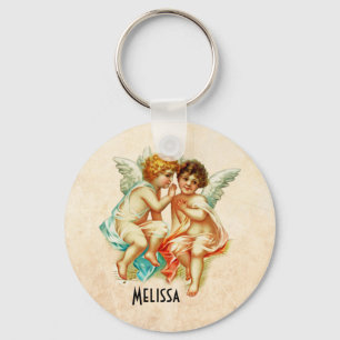  Ephemera Angel Cherubs Illustratie Sleutelhanger