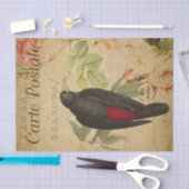 Ephemera Black Red Bird roze Roses ontkoppeling Tissuepapier (Craft)