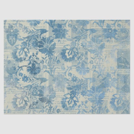 Ephemera Blue Paper Series Design 13 Tissuepapier (Voorkant)