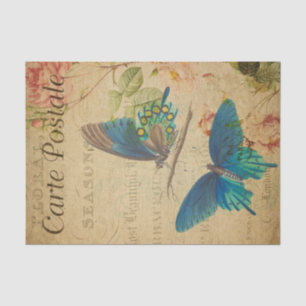 Ephemera Briefkaart Blue Butterfly Tissuepapier