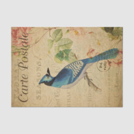 Ephemera Briefkaart Blue Jay Bird Decoupage Tissuepapier