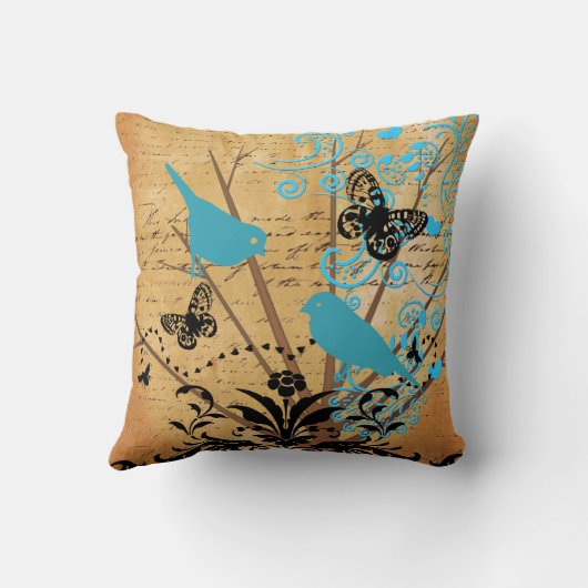 Ephemera Bright Moderne Bird Butterfly Kussen (Achterkant)