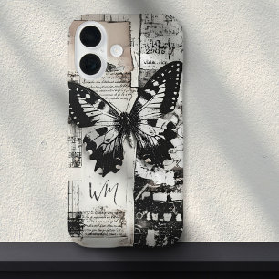  Ephemera Butterfly Scrapbook Monogram iPhone 16 Hoesje