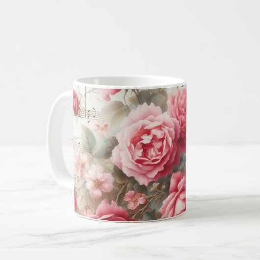 Ephemera cluster Roses Classique café Mug (Devant gauche)