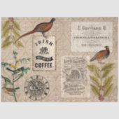Ephemera Coffee Beans Bird Masculine Tan Decoupage Tissuepapier (Voorkant)