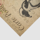 Ephemera Cute Penguins roze Roses Floral Tissuepapier (Detail)