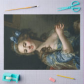 Ephemera Decoupage Vrouw in Blauwe Jurk Tissuepapier (Craft)