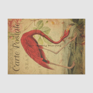 Ephemera Frans Briefkaart Flamingo Floral Decoupag Tissuepapier