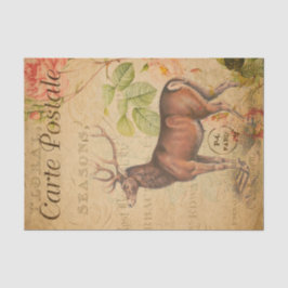 Ephemera Frans Briefkaart Stag Deer Ontkoppeling Tissuepapier