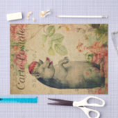 Ephemera Frans Briefkaart varken met kroonontkoppe Tissuepapier (Craft)