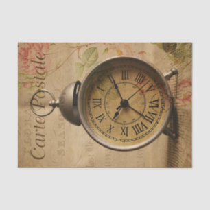 Ephemera Franse Briefkaart Alarm Clock Decoupage Tissuepapier