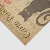 Ephemera French Briefkaart Black Cat Decoupage Tissuepapier (Detail)