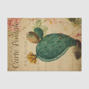 Ephemera French Briefkaart Cacti Plant Decoupage Tissuepapier