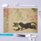 Ephemera French Briefkaart Dansant Cat Decoupage Tissuepapier (Craft)