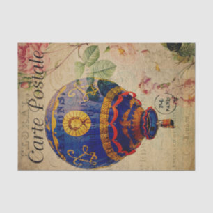 Ephemera French Briefkaart Hotair Ballon Decoupage Tissuepapier