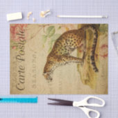 Ephemera French Briefkaart Leopard Decoupage Tissuepapier (Craft)