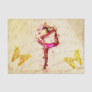Ephemera French Woman Dancer Floral Decoupage Tissuepapier