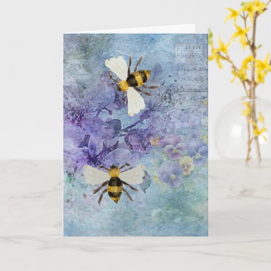 Ephemera met bijen Moederdag Kaart (Gele Bloem)