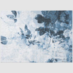 ephemera-ontkoppeling met blauwe en witte Floral Tissuepapier