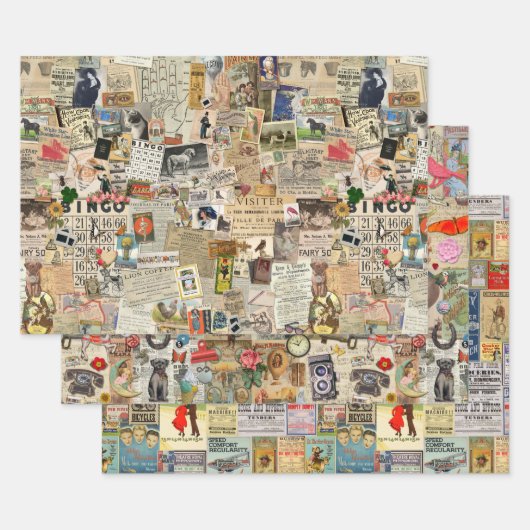 Ephemera papier de découpage ou de collage Vintage (Lot)